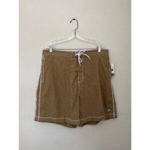 NWT Cremieux Beach Wear Mens XLarge Brown Tan Swim Trunks Board Shorts Pockets